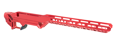 [840253801272] Timber Creek Outdoors ERCR7SAR Enforcer Rifle Chassis Red Aluminum SA Rem700 Action Right