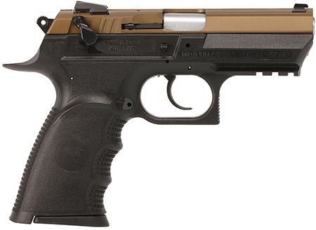 [761226090700] Magnum Research BE99153RSLBB Baby Eagle III  9mm 15+1 3.85" Burnt Bronze Carbon Steel Slide Black Textured