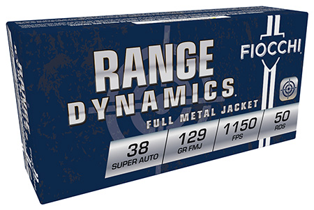 [762344001791] Fiocchi 38SA Range Dynamics  38Super 129gr Full Metal Jacket 50 Per Box/20 Case