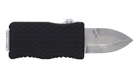 [661120651017] Schrade 1135969 Uproar  Automatic Mini 1.90" OTF Dagger Plain Satin D2 Steel Blade, Black Textured Aluminum Handle