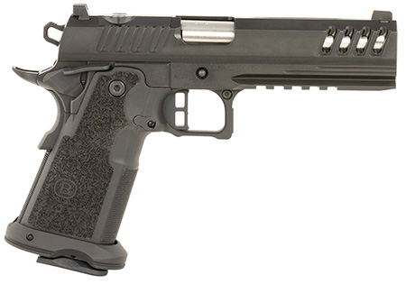 [704674281016] Bersa M2XIO5BBFN M2XI  9mm Luger 22+1 5" Match Grade Bull Barrel, QPQ Tenifer Cerakote Lightening Cut/Optic Cut/Serrated Steel Slide  &  Frame w/Beavertail  &  Picatinny Rail, Black Polymer Grip