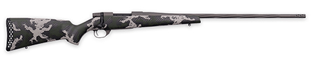 [747115451371] Weatherby VTE653WR8B Vanguard Talon 6.5-300 Wthby Mag 3+1 28" Tungsten Cerakote Peak 44 Blacktooth Carbon Fiber Stock w/ Green  &  White Sponge Pattern