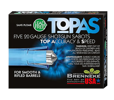 [030128200136] Brenneke SL202TOPN TOPAS  20Gauge 2.75" 1/2oz Sabot Slug Shot 5 Per Box/50 Case