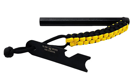 [860006832469] Black Beard Fire Starters FR Ferro Rod  Black/Yellow 7' Long