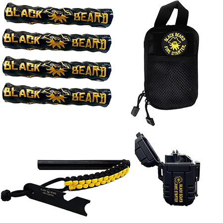 [860006832483] Black Beard Fire Starters SKB Ultimate Fire Kit Black Includes Ferro Rod/Plasma Arc Lighter/Organizer Case/Fire Starters/Decal