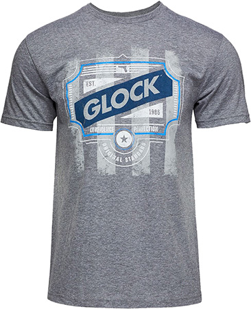 [764503057984] Glock AP96205 Blue Line Tee  Gray Ringspun Cotton/Polyester Short Sleeve Small