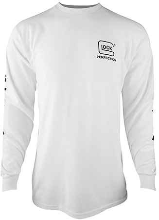 [764503056543] Glock AP96097 Perfection Long Sleeve Tee White Pre-Shrunk Cotton Long Sleeve 3XL