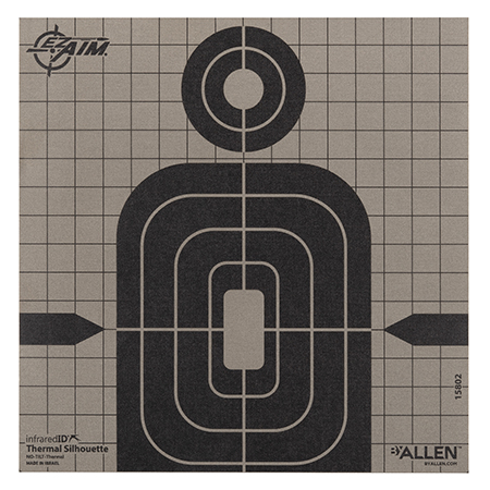 [026509076933] Allen 15802 Thermal Target  Silhouette Hanging Paper 8" x 8" Black/Gray