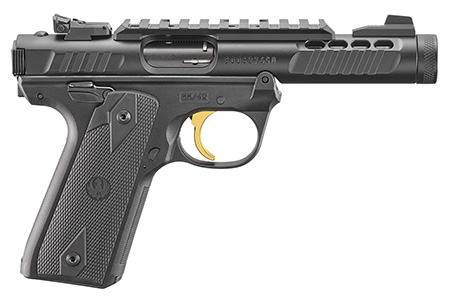 [736676439560] Ruger 43956 Mark IV 22/45 Lite 22 LR 10+1 4.40" Stainless Threaded Barrel, Black Anodized Serrated Slide w/Picatinny, Black Anodized Polymer Frame, Black Checkered 1911-Style Grip