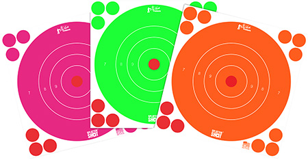 [709779909964] Pro-Shot 8BFL6COMBO SplatterShot  8" Bullseye Self-Adhesive Orange/Pink/Green 6 Pack