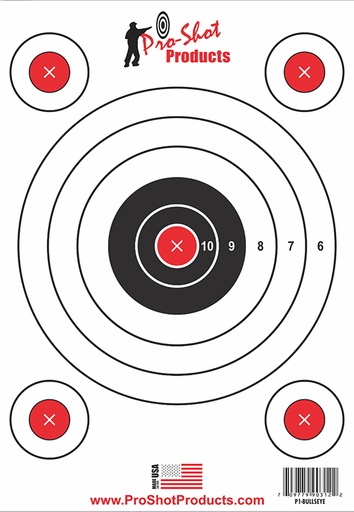 [709779903122] Pro-Shot P1BULLSEYE SplatterShot  Hanging Heavy Paper 9" x 13" 6 Pack