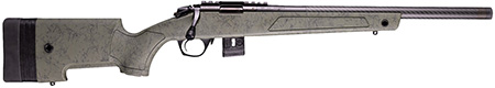 [043125110162] Bergara Rifles BMR008 BMR-X Carbon Fiber 22 LR 10+1 18" Carbon Fiber Threaded Barrel, Black Cerakote Picatinny Rail Steel Receiver, Adj LOP Black w/Green Webbing Synthetic Stock