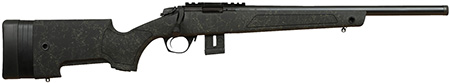 [043125110193] Bergara Rifles BMR011 BMR-X  17 HMR 10+1 18" Blued Heavy Threaded Barrel, Blued Picatinny Rail Receiver, Adj LOP Green w/Black Webbing Synthetic Stock
