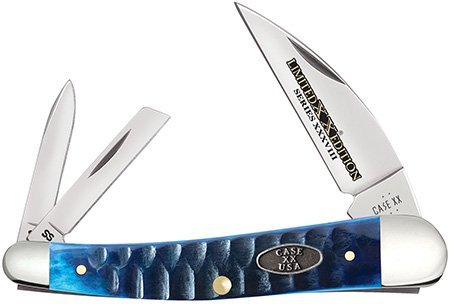 [021205539836] Case 53983 Seahorse Whittler  Ocean Blue Bone Handle