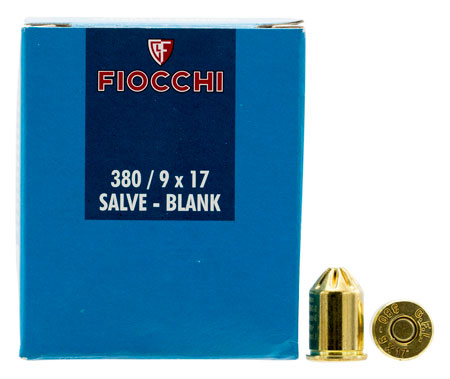 [762344002361] Fiocchi 380BLANK Pistol Blank 380RimmedShort 50 Per Box/30 Case