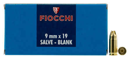 [762344002552] Fiocchi 9MMBLANK Pistol Blank 9mmLuger 50 Per Box/20 Case