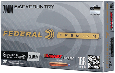 [604544700763] Federal P7BCLRX1 BackCountry  7mm BC 168gr 20 Per Box/10 Case