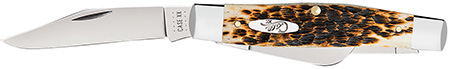 [021205002040] Case 00204 Stockman  Large 3.30"/2.30"/2.20" Folding Clip Point/Pen/Sheepsfoot Plain Mirror Polished Carbon Steel Blade, Peach Seed Jigged Amber Bone Handle