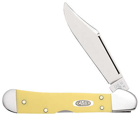 [021205301167] Case 30116 CopperLock  Mini 2.72" Folding Clip Point Plain Mirror Polished Carbon Steel Blade, Yellow Synthetic Handle