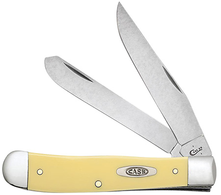 [021205301143] Case 30114 Yellow Synthetic Trapper Folding Clip Point/Spey Plain Mirror Polished Carbon Steel Blade/Smooth Yellow Synthetic Handle