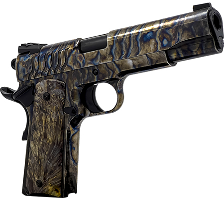 [646809582530] Dickinson LLC DCKSN45FS 1911 Premium Fireball 45 ACP 9+1 5" Black Steel Barrel, Fireball Serrated Aluminum Slide, Fireball Steel Frame, Wood Grip