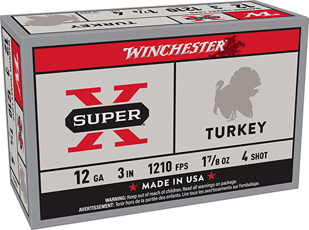 [020892011175] Winchester Ammo X123MT4 Super X Magnum Turkey 12Gauge 3" 1 7/8oz Copper Plated 4Shot 10 Per Box/10 Case