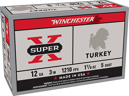 [020892017573] Winchester Ammo X123MT5 Super X Magnum Turkey 12Gauge 3" 1 7/8oz Copper Plated 5Shot 10 Per Box/10 Case