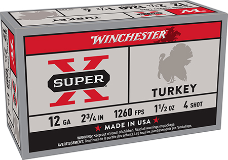 [020892011137] Winchester Ammo X12MT4 Super X Magnum Turkey 12Gauge 2.75" 1 1/2oz Copper Plated 4Shot 10 Box/10 Case