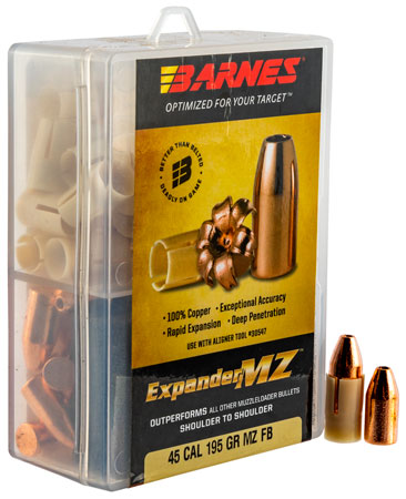 [716876400522] Barnes Bullets 30509 Expander MZ Muzzleloader 45 ExpanderMZ Hollow Point 195gr 24rd/Box