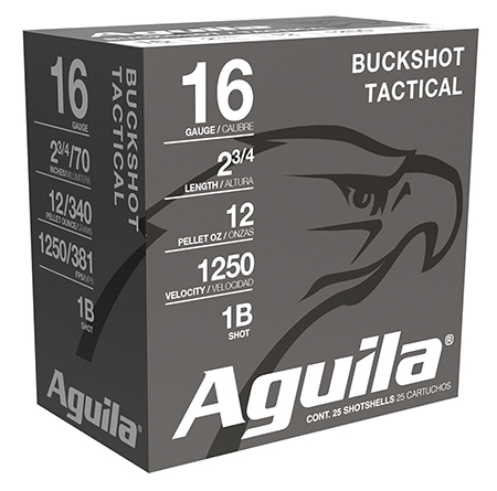 [640420002408] Aguila 1C1601BA Buckshot High Velocity 16Gauge 2.75" 1 1/8oz 1Buck Shot 25 Per Box/10 Case