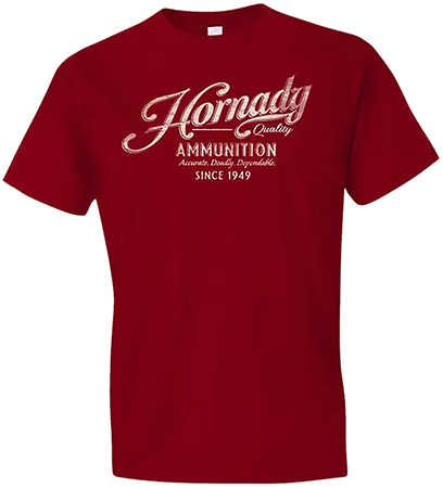 [784802318746] Hornady Gear 31874 Vintage Script  Red Cotton Semi-Fitted XL