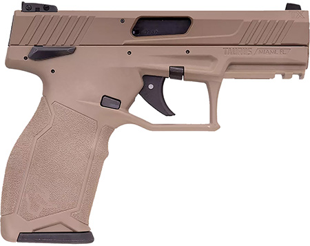 [725327943259] Taurus 1-2TX22141F 2TX  Full Size Frame 22 LR 22+1 4.60" Matte Black Threaded Barrel, Black Anodized Serrated Slide, Flat Dark Earth Polymer Frame w/Picatinny Rail, Textured Grip