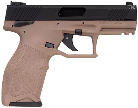 [725327943273] Taurus 1-2TX22141F-10 2TX  Full Size Frame 22 LR 10+1 4.60" Matte Black Threaded Barrel, Black Anodized Serrated Slide, Flat Dark Earth Polymer Frame w/Picatinny Rail, Textured Grip