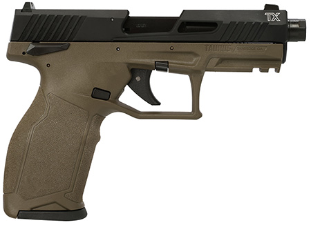 [725327943266] Taurus 1-2TX22141O-10 TX22  22 LR 10+1 4.60" Matte Black Threaded Barrel, Black Hard Coat Anodized Optic Ready/Serrated Slide, OD Green Polymer Frame w/Picatinny Rail, Textured Grip