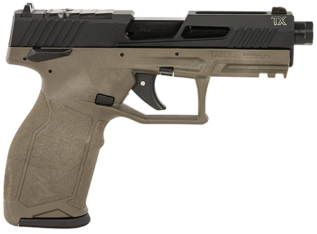 [725327943365] Taurus 1-2TX22P141O-10 TX22 T.O.R.O. 22 LR 10+1 4.60" Matte Black Threaded Barrel, Black Hard Coat Anodized Optic Ready/Serrated Slide, OD Green Polymer Frame w/Picatinny Rail, Textured Grip