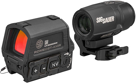 [798681714285] Sig Sauer Electro-Optics SORJ8T101 Romeo8T- AMR W/Juliet3T Micro Magnifier Black 1x40mm/3x22mm Quad Ballistic Circle Dot 2.0 Reticle