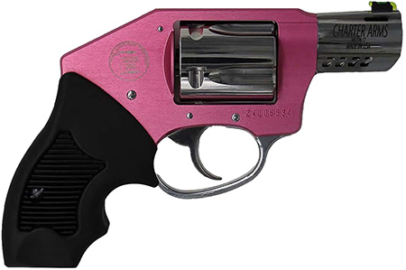 [678958538120] Charter Arms 53812 Off Duty Coyote 380 ACP 5rd 2" Stainless Ported Barrel, High Polished Cylinder, Pink Aluminum Frame, Black Finger Grooved Rubber Grip, Concealed Hammer