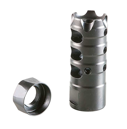 [847313003089] Patriot Ordnance Factory 00308 Triple Port Muzzle Brake Black Nitride Steel with 1/2"-28 tpi Threads for 223 Rem, 5.56x45mm NATO AR-Platform
