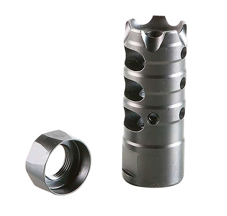 [847313003096] Patriot Ordnance Factory 00309 Triple Port Muzzle Brake Black Nitride Steel with 5/8"-24 tpi Threads for 308 Win, 7.62x51mm NATO AR-Platform