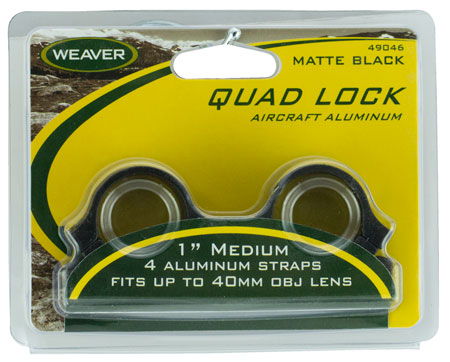 [076683490469] Weaver Mounts 49046 Quad Lock Detachable Rings  Matte Black 1" Medium