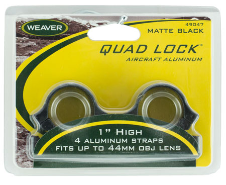 [076683490476] Weaver Mounts 49047 Quad Lock Detachable Rings  Matte Black 1" High