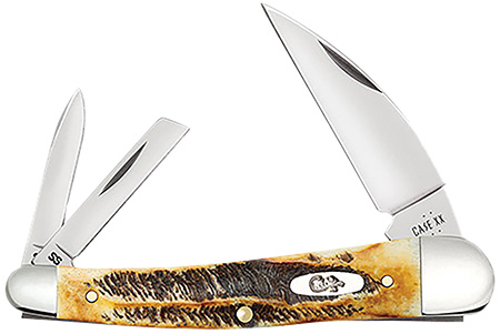 [021205653471] Case 65347 Seahorse Whittler Seahorse Whittler Folding Coping/Pen/Wharncliffe Plain Mirror Polished Tru-Sharp SS Blade, Burnt Dark Amber 6.5 BoneStag Handle