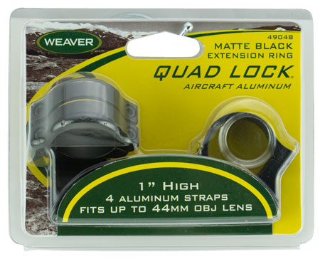 [076683490483] Weaver Mounts 49048 Quad Lock Detachable Rings  Matte Black 1" High Extended