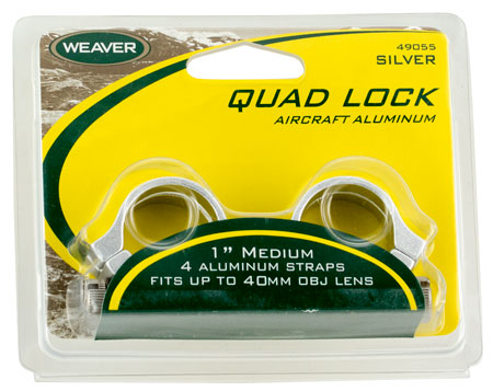 [076683490551] Weaver Mounts 49055 Quad Lock Detachable Rings  Silver 1" Medium