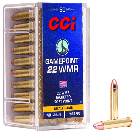 [076683000224] CCI 0022 Gamepoint Rimfire 22WMR 40gr Jacketed Soft Point 50 Per Box/40 Case