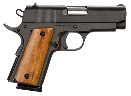 [4806015514169] Rock Island 51416 GI Standard CS *CA Compliant 45 ACP 7+1 3.50" Stainless Bull Barrel, Black Parkerized Serrated Steel Slide, Black Parkerized Steel Frame w/Beavertail, Wood Grip, Right Hand