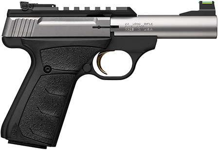 [023614867227] Browning 051605490 Buck Mark Plus Micro Bull 22 LR 10+1 4" Stainless Bull Barrel, Stainless Serrated Slide w/Picatinny Rail, Matte Black Alloy Steel Frame, Black Overmolded UFX Grip