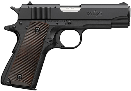 [023614864943] Browning 051064490 1911 A1 Compact Frame 22 LR 10+1 3.63" Stainless Steel Barrel, Matte Black Serrated Slide, Matte Black Polymer Frame, Brown Composite Grip