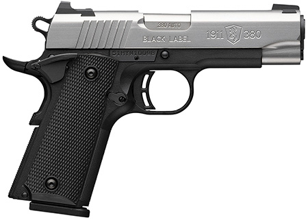 [023614865001] Browning 051119492 1911 Black Label Compact 380 ACP 8+1 3.63" Stainless Steel Barrel, Satin Stainless Steel Serrated Slide, Matte Black Polymer Frame, Black Polymer Grip