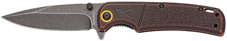 [023614783190] Browning 003220581 Buckmark  EDC Slim 3.13" Folding Drop Point Plain Black Stonewashed D2 Steel Blade, Bronze Stonewashed Polymer Handle